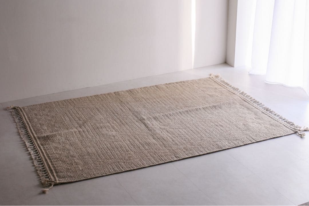 【新品】205cm×148cm リビングサイズ ベニワレン　モロッコ　生成り