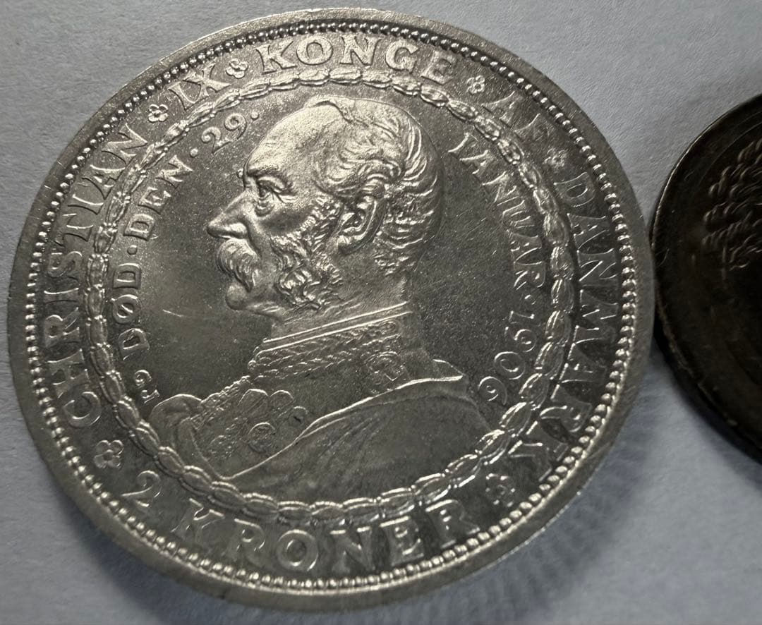 R*a様 1906年デンマーク 1906年 2クローネ銀貨クリスチャン9世フレデ