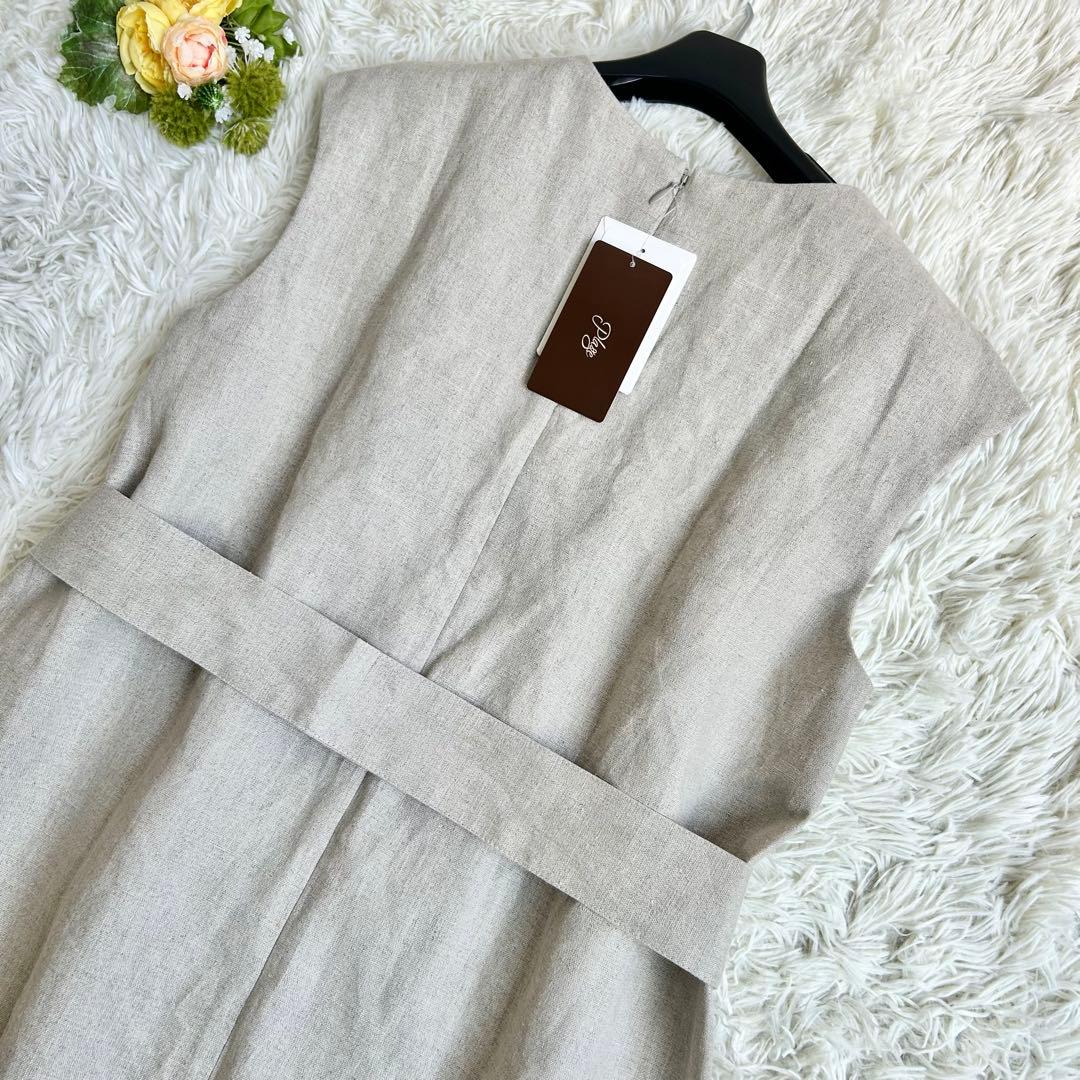 新品・タグ付き・24SS♡プラージュ リネンフレアワンピース ベージュ リボン