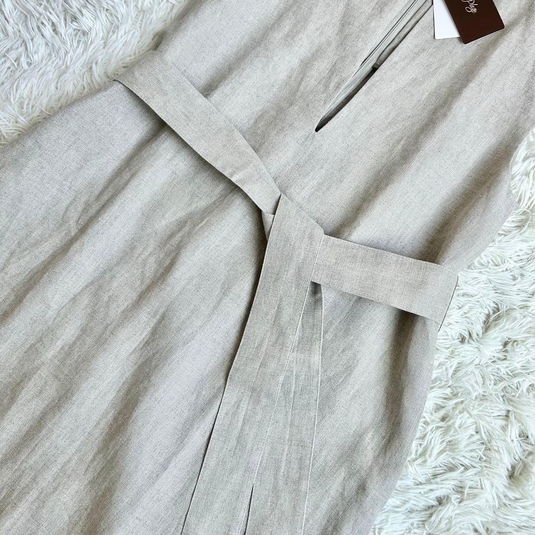 新品・タグ付き・24SS♡プラージュ リネンフレアワンピース ベージュ リボン