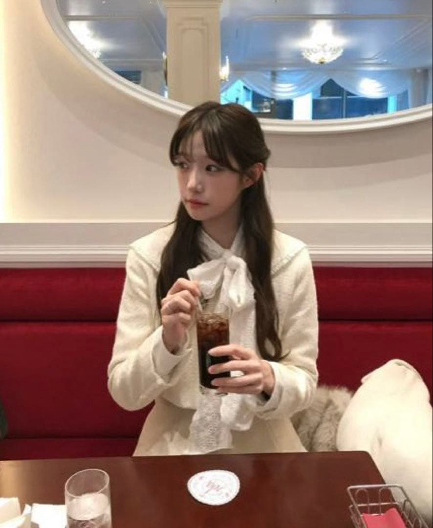 ジャケット・アウター muguet tweed frill sailor jacket IVORY