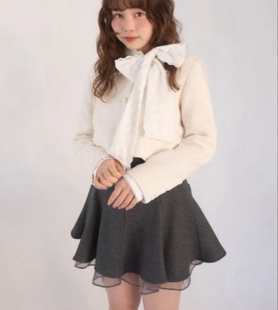 ジャケット・アウター muguet tweed frill sailor jacket IVORY