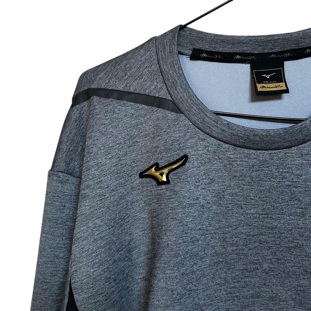 美品 ミズノプロ テックシールド スウェット XO グレー 野球 完売モデル