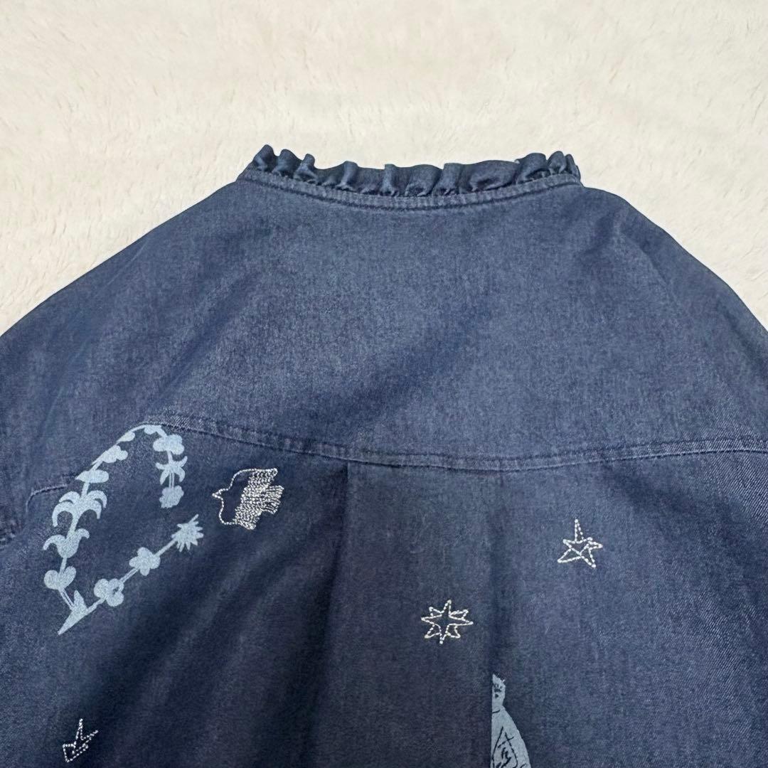美品✨スーパーハッカ　えんどうゆりこ「星なる実り」刺しゅうデニムブラウス