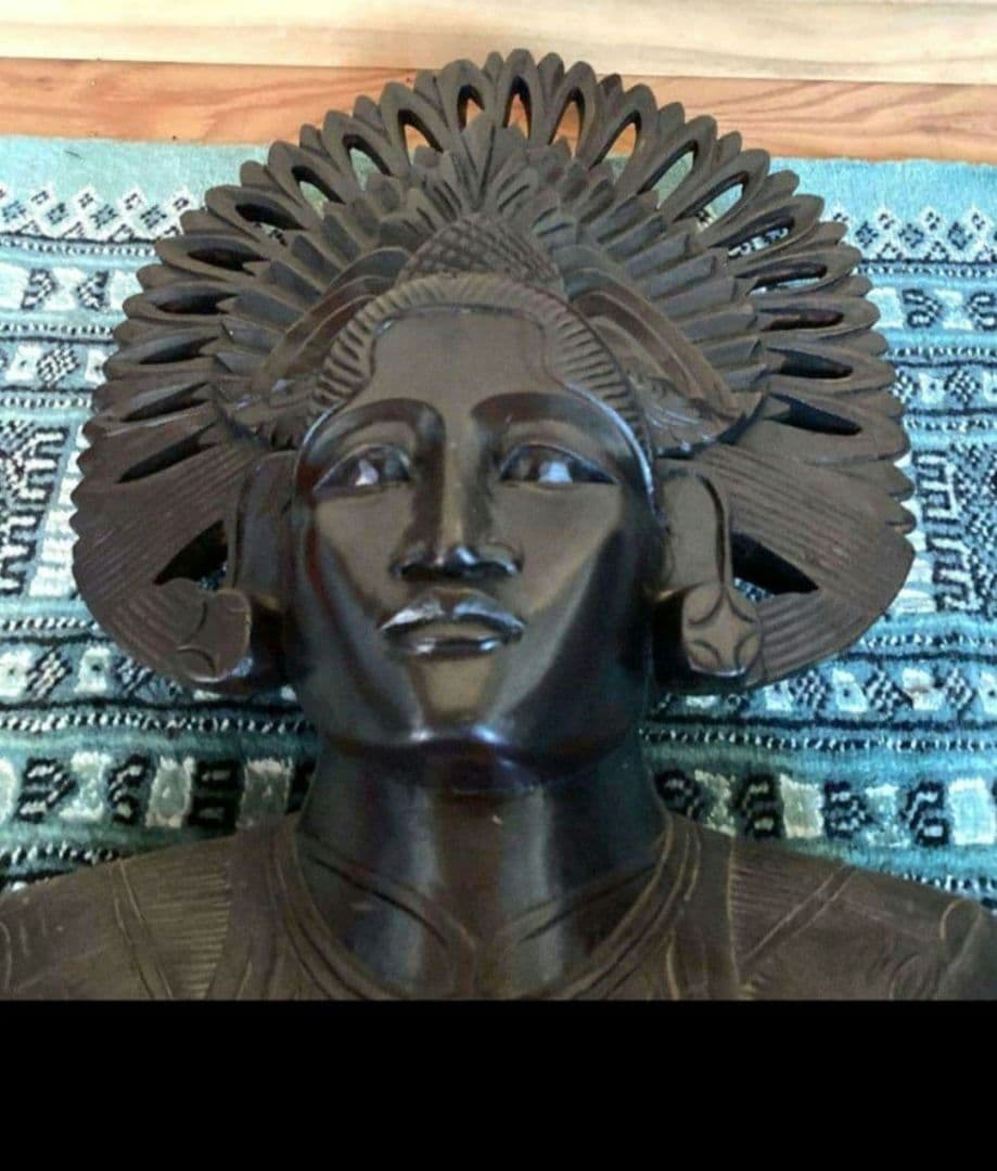 バリ島女神像 木製彫刻像 約30cm木製彫刻