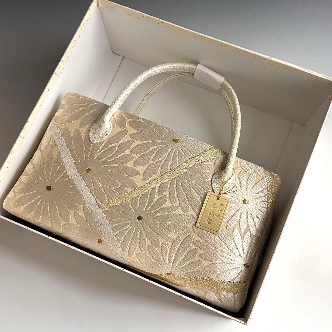 新品未使用 ！！特別セール！！京都 西陣 正絹 帯使用 利休バッグ 25111