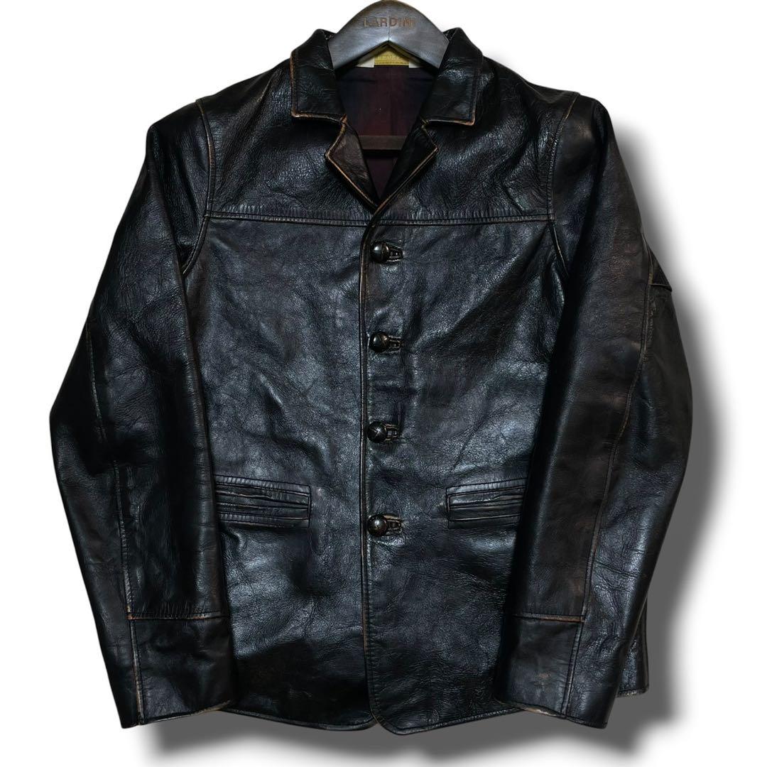 G&F WORKERS WOLFMAN JACK 馬革 カーコート ブラック M