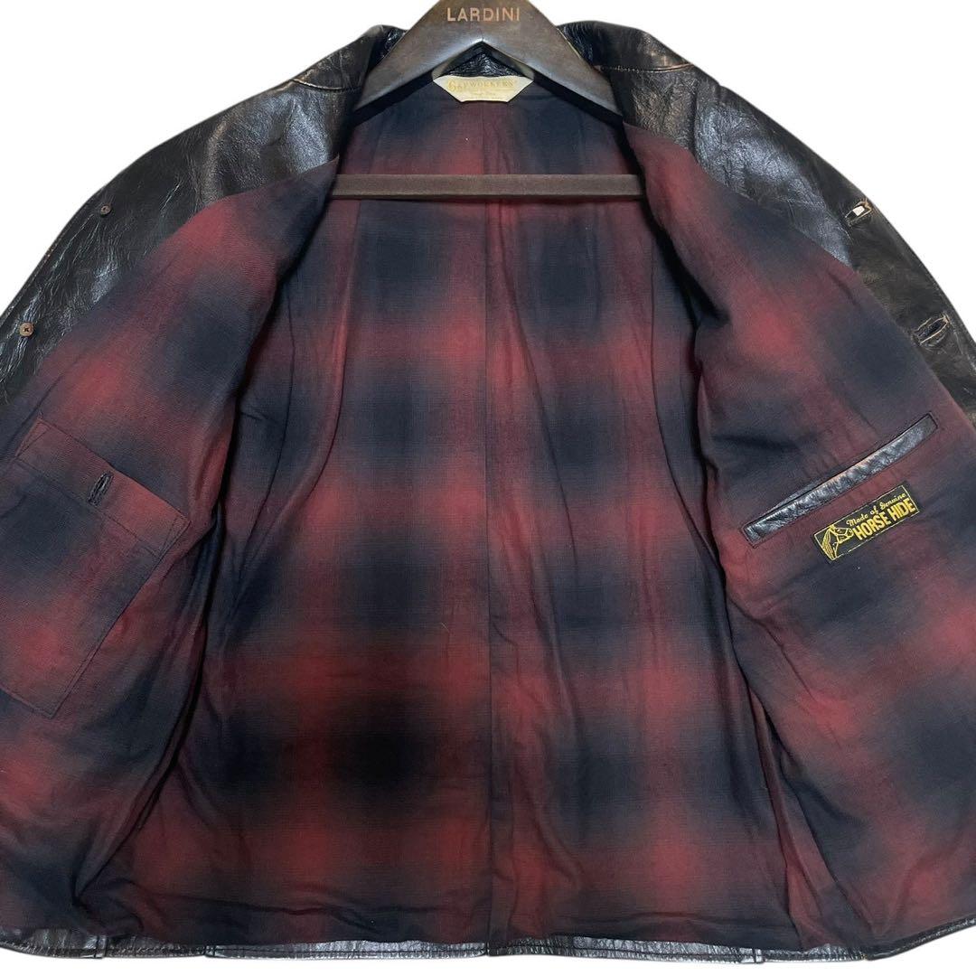 G&F WORKERS WOLFMAN JACK 馬革 カーコート ブラック M