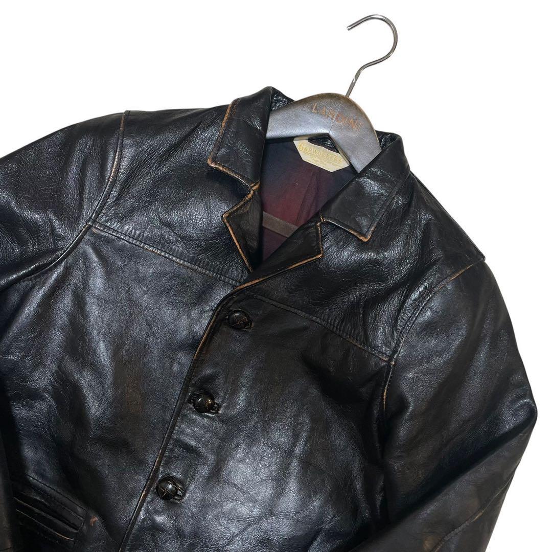 G&F WORKERS WOLFMAN JACK 馬革 カーコート ブラック M