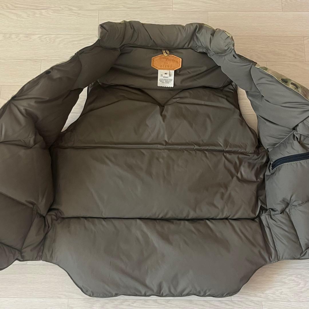希少 40 L ロッキーマウンテン×ビームス コラボ ダウンベスト 牛革 迷彩
