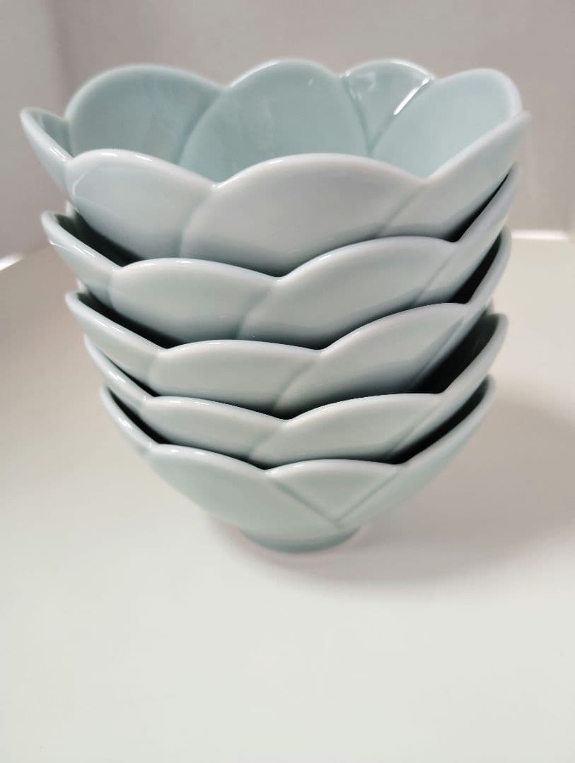 深川製磁　青磁　花型小付小鉢揃(5客)