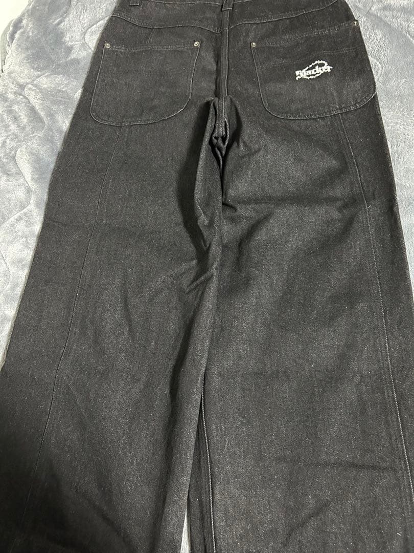Slacker Baggy Denim Pants Black かつき着用