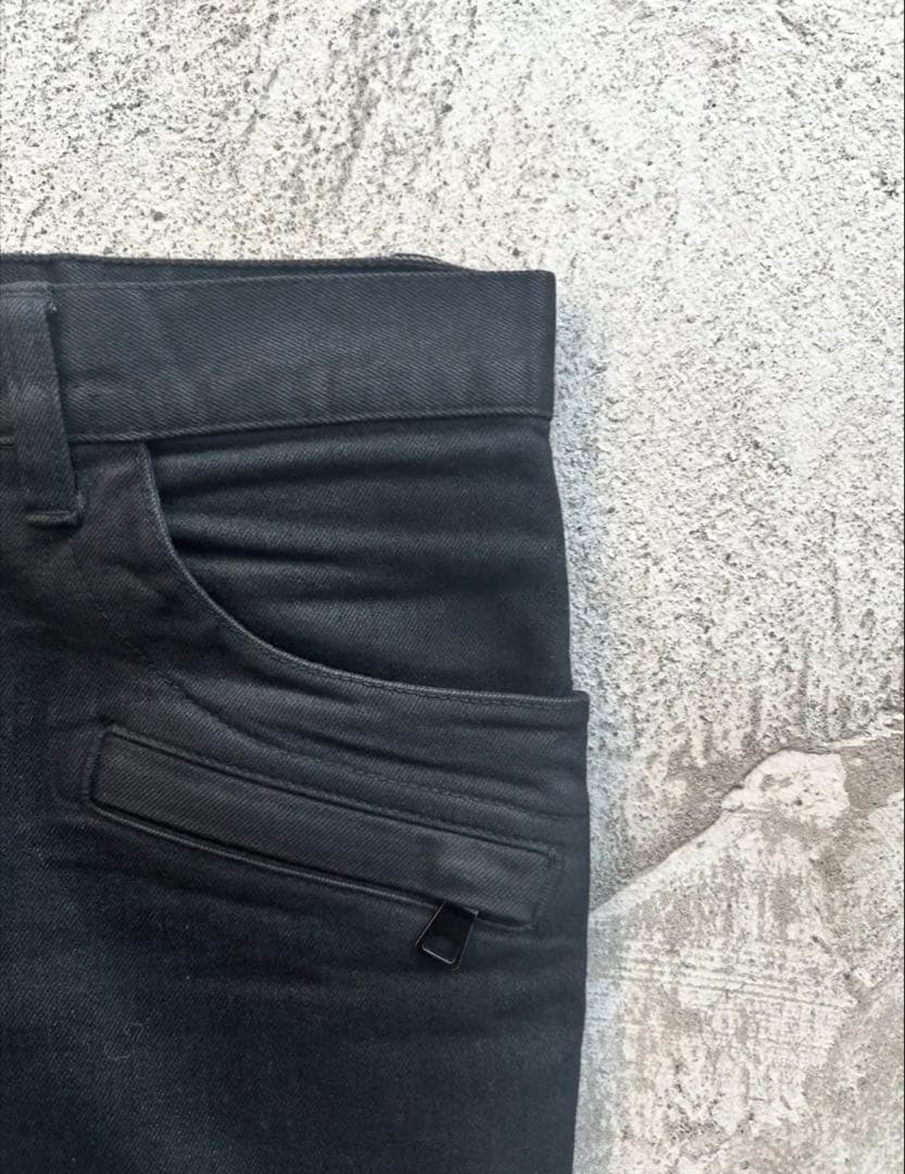 即購入⭕️ BALMAIN バイカーパンツ コーティング ブラック