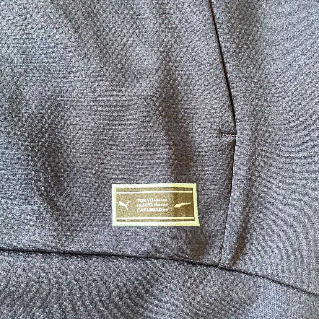 PUMA GOLF ストレッチスローガンロゴ クルースウェット XL ネイビー