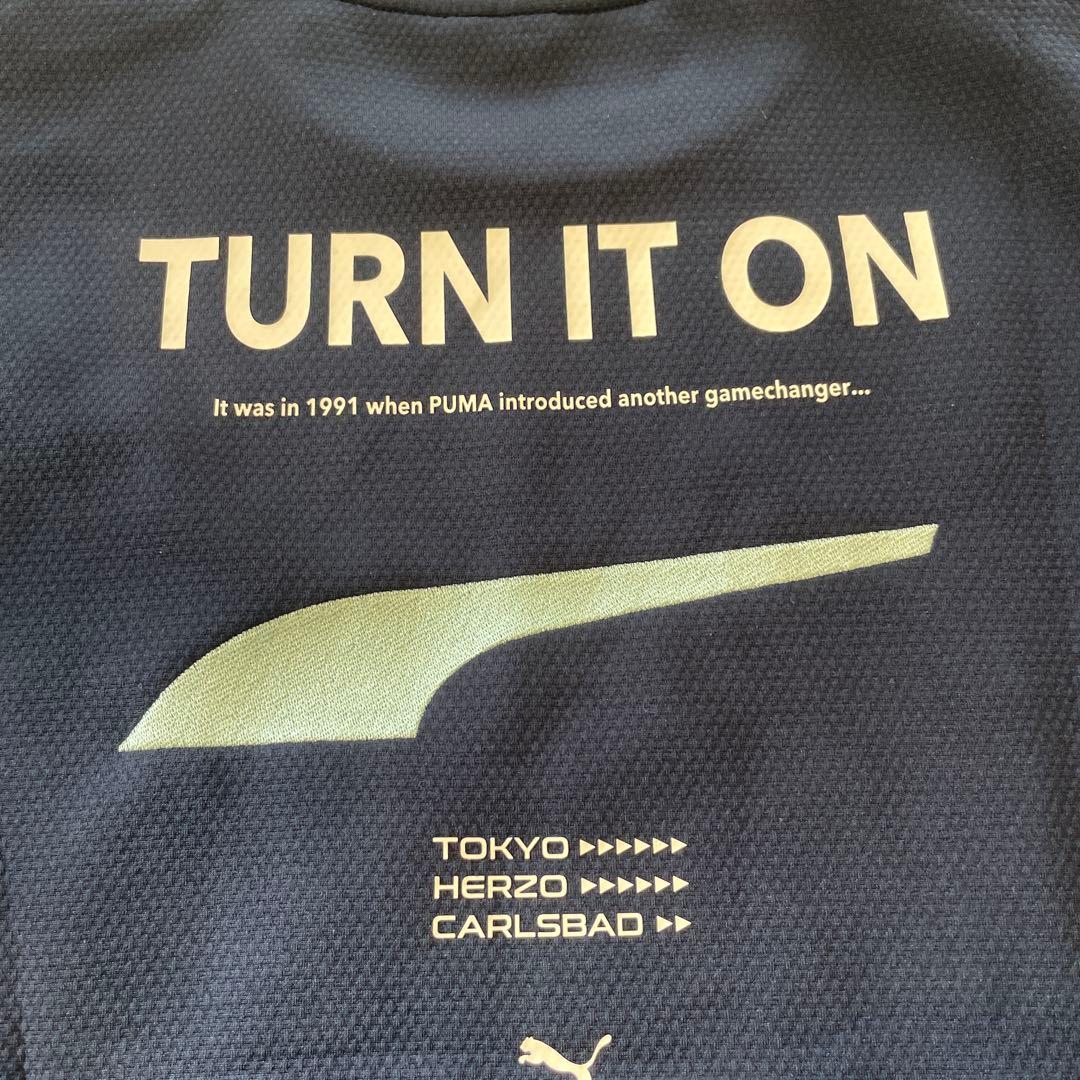 PUMA GOLF ストレッチスローガンロゴ クルースウェット XL ネイビー