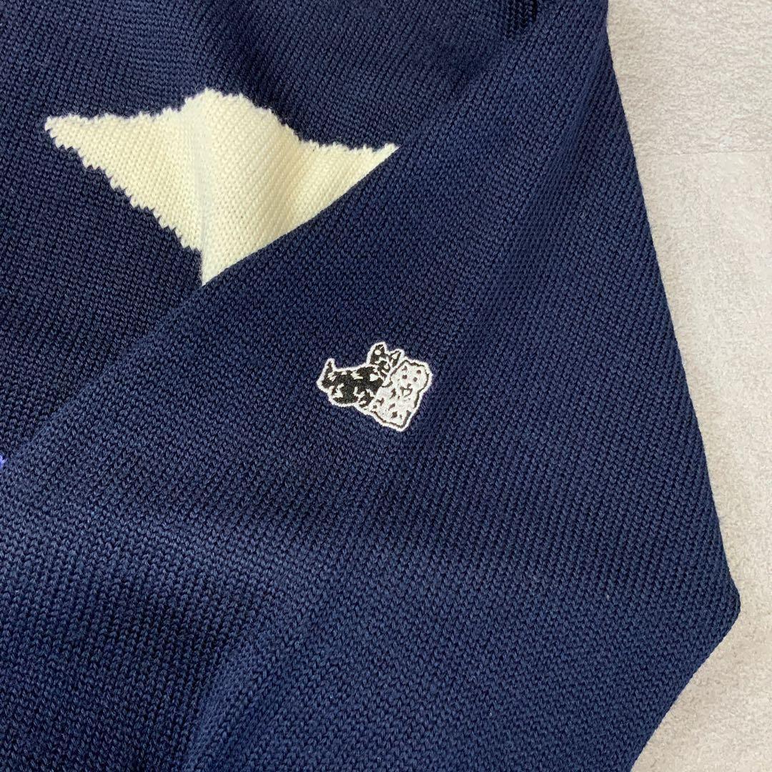 極美品 Black＆White 刺繍 フラッグデザイン ニット