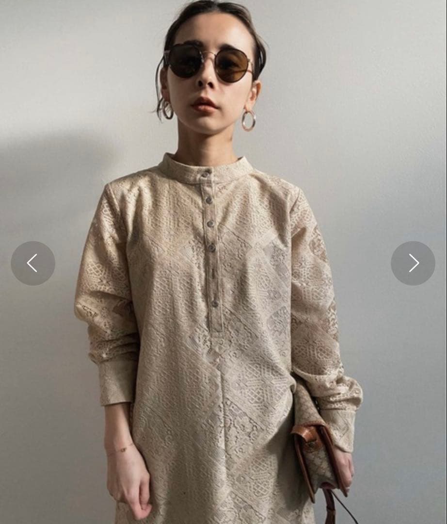 ワンピース ameri GEOMETRIC FLOWER LACE DRESS