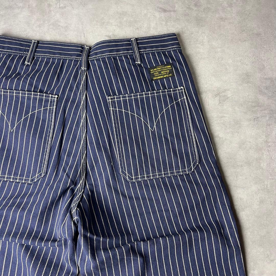 ✅新品　ウォバッシュ　ストライプ　ワークパンツ　ペインター　インディゴ　濃紺　M