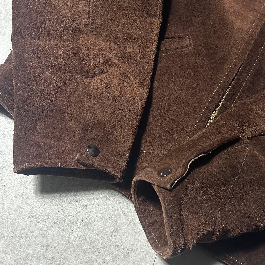 希少 Schott 313 襟レザー ジャケット 黒 ブラウン 40 スウェード