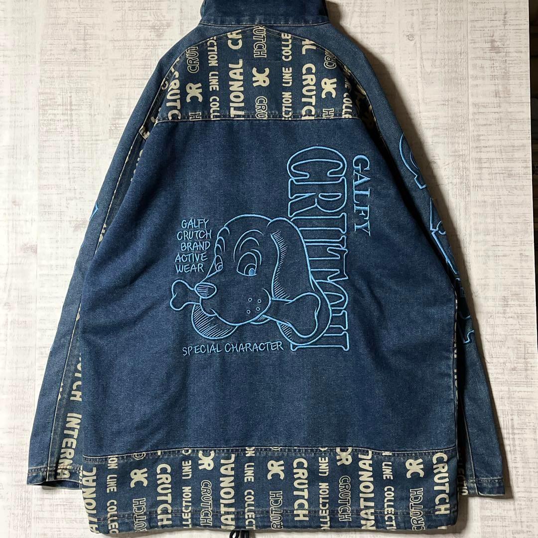 akio様ご購入分　ガルフィー 総柄デニムジャケット ビッグロゴ 刺繍 袖ロゴ