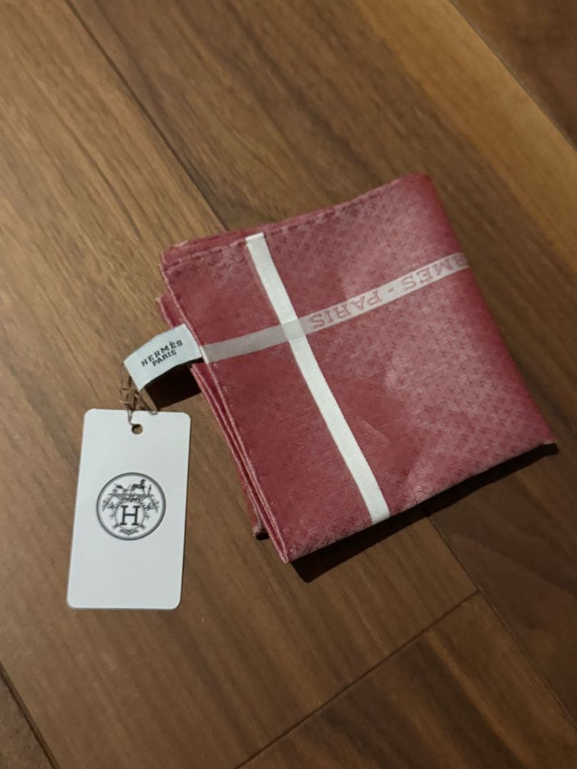 HERMES ハンカチ　ジャカードH 箱付き　新品　ボルドー