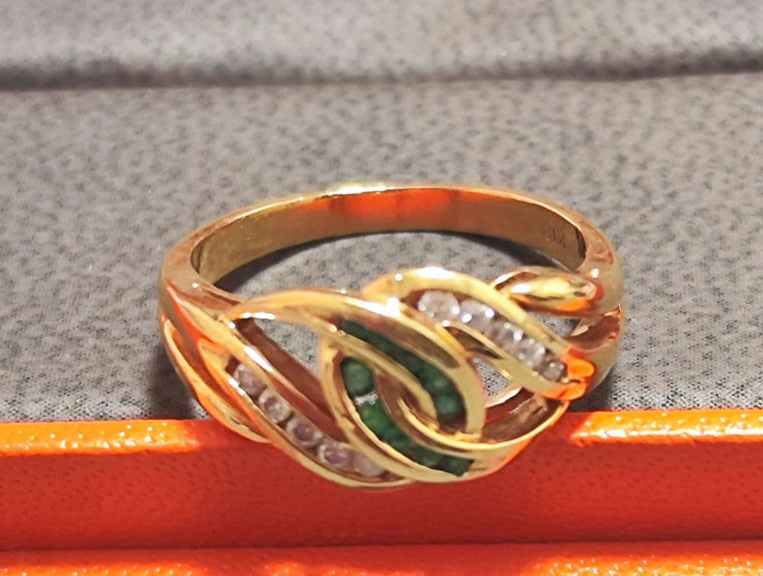 K18 エメラルド ダイヤモンド リング 指輪