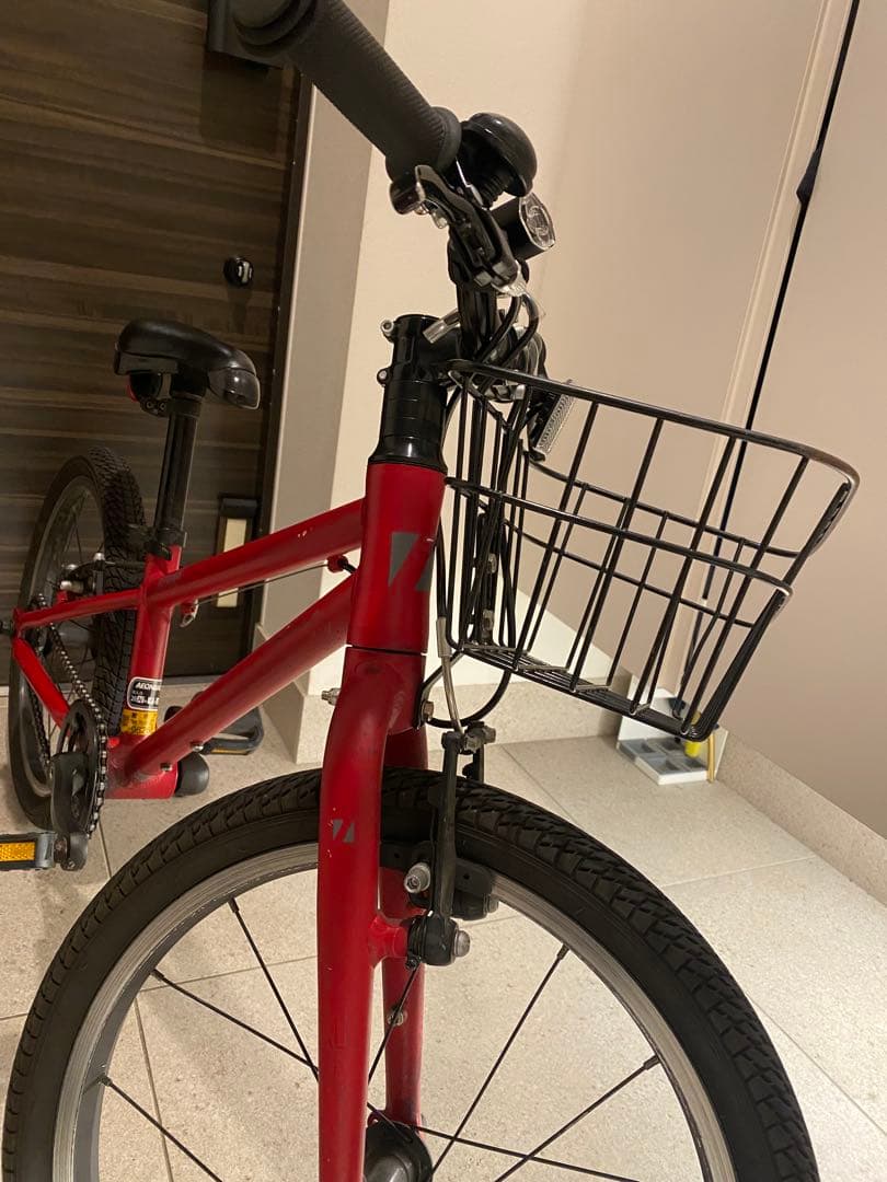 子供用自転車 赤 バスケット付き