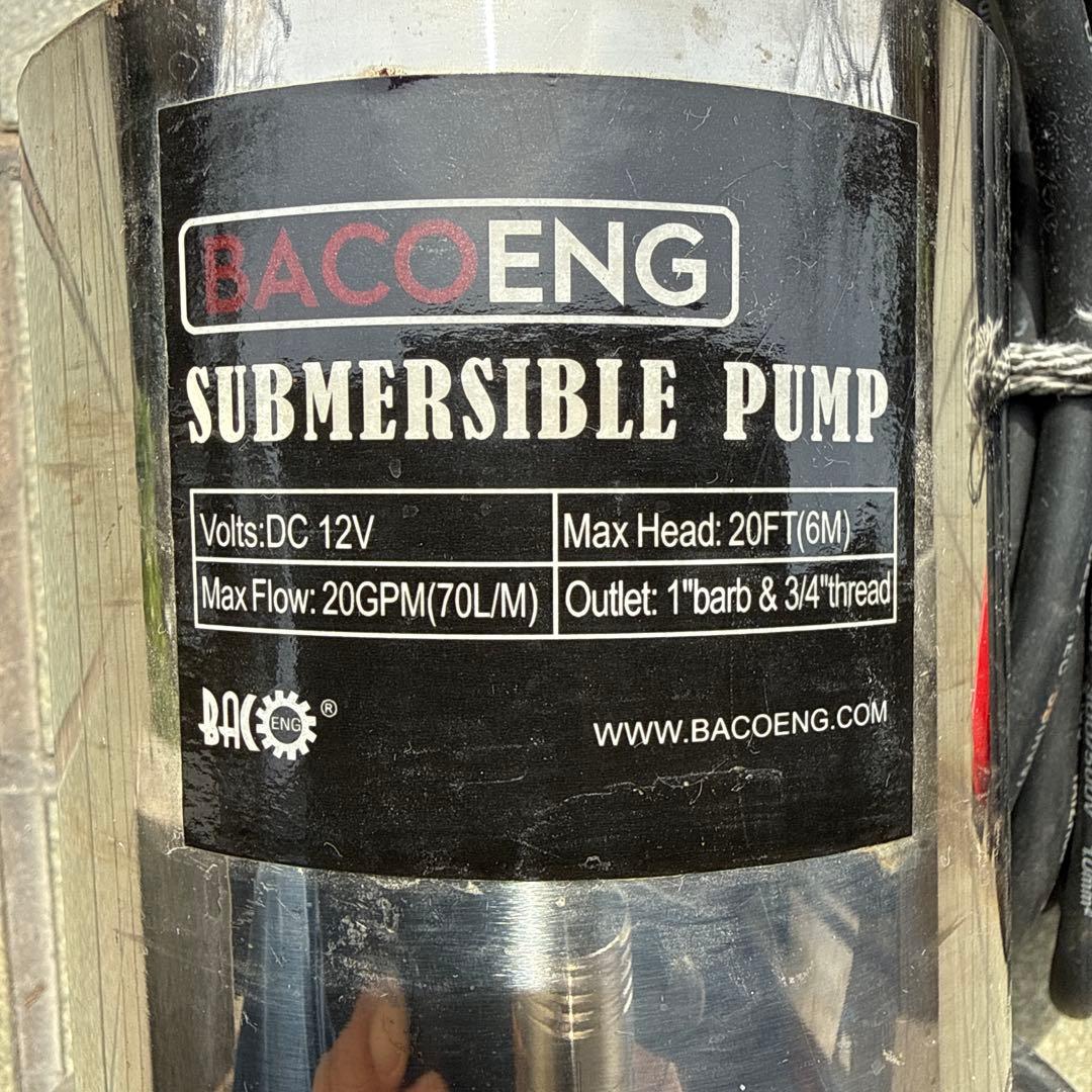 BACOENG 水中ポンプ DC 12V 20GPM