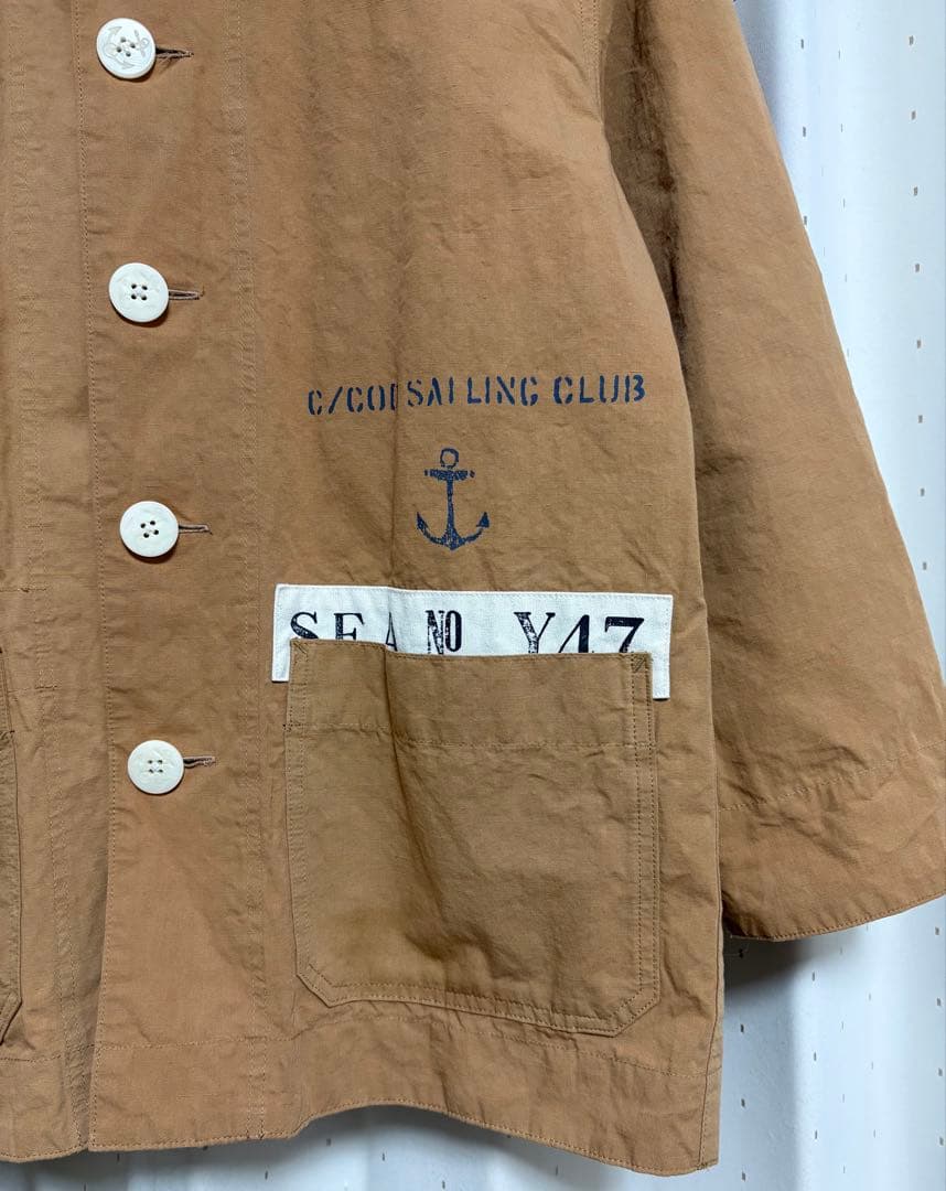 快晴堂 セーリングクロスへちま衿デッキジャケットブラウン サイズ 3＋