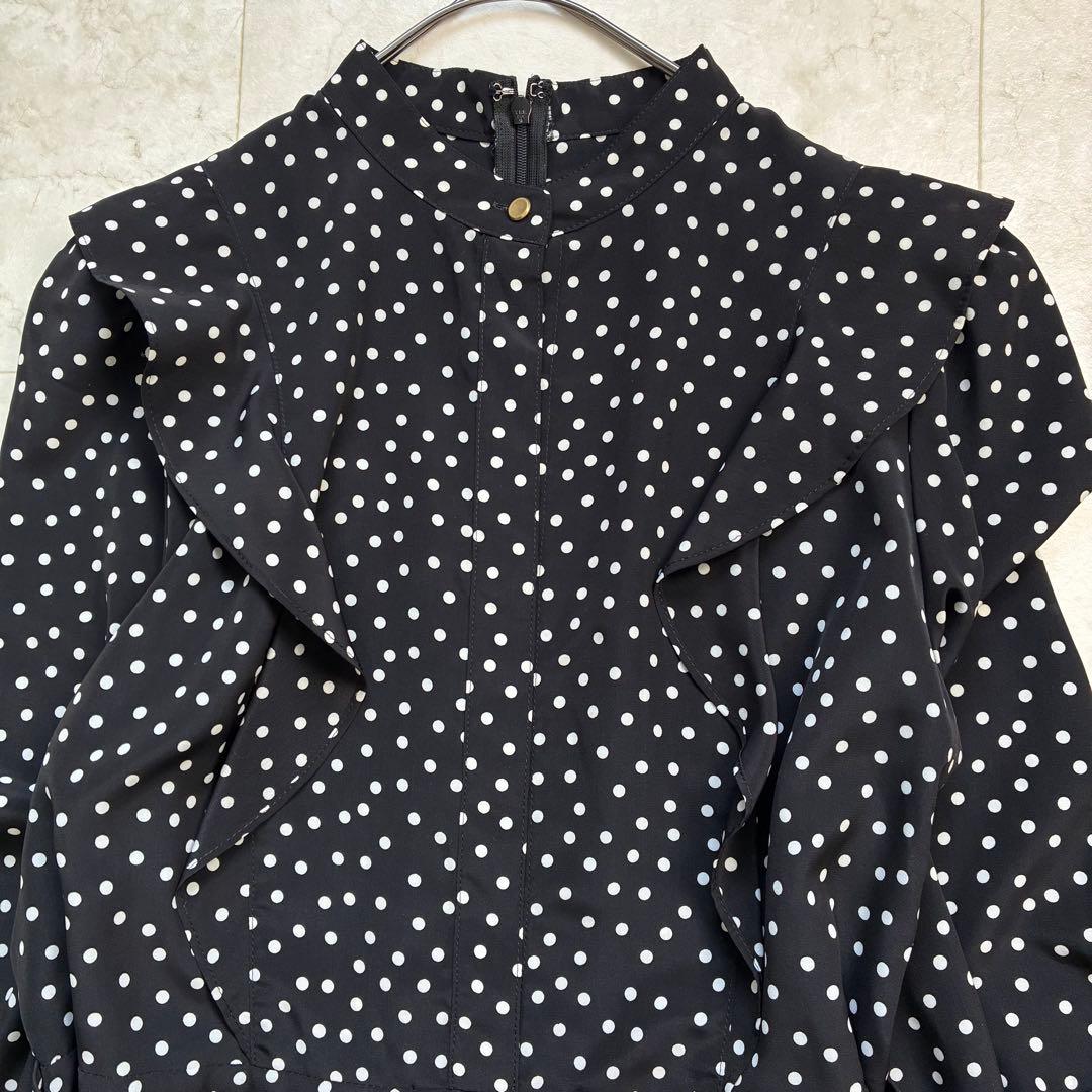 美品✨アルアバイル　ベルト付き　ロングワンピース　ドットサイドフリルワンピース