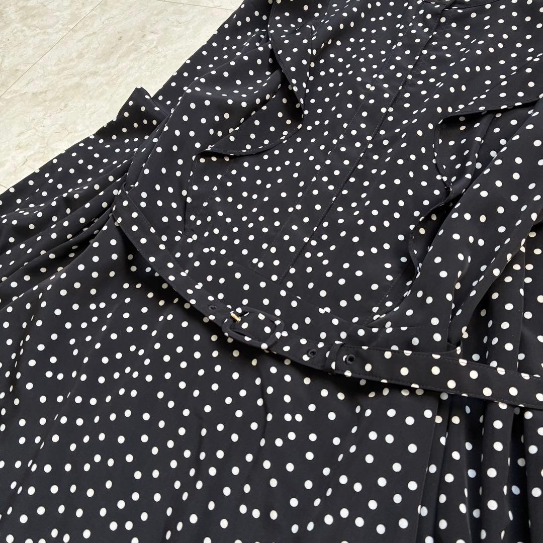 美品✨アルアバイル　ベルト付き　ロングワンピース　ドットサイドフリルワンピース