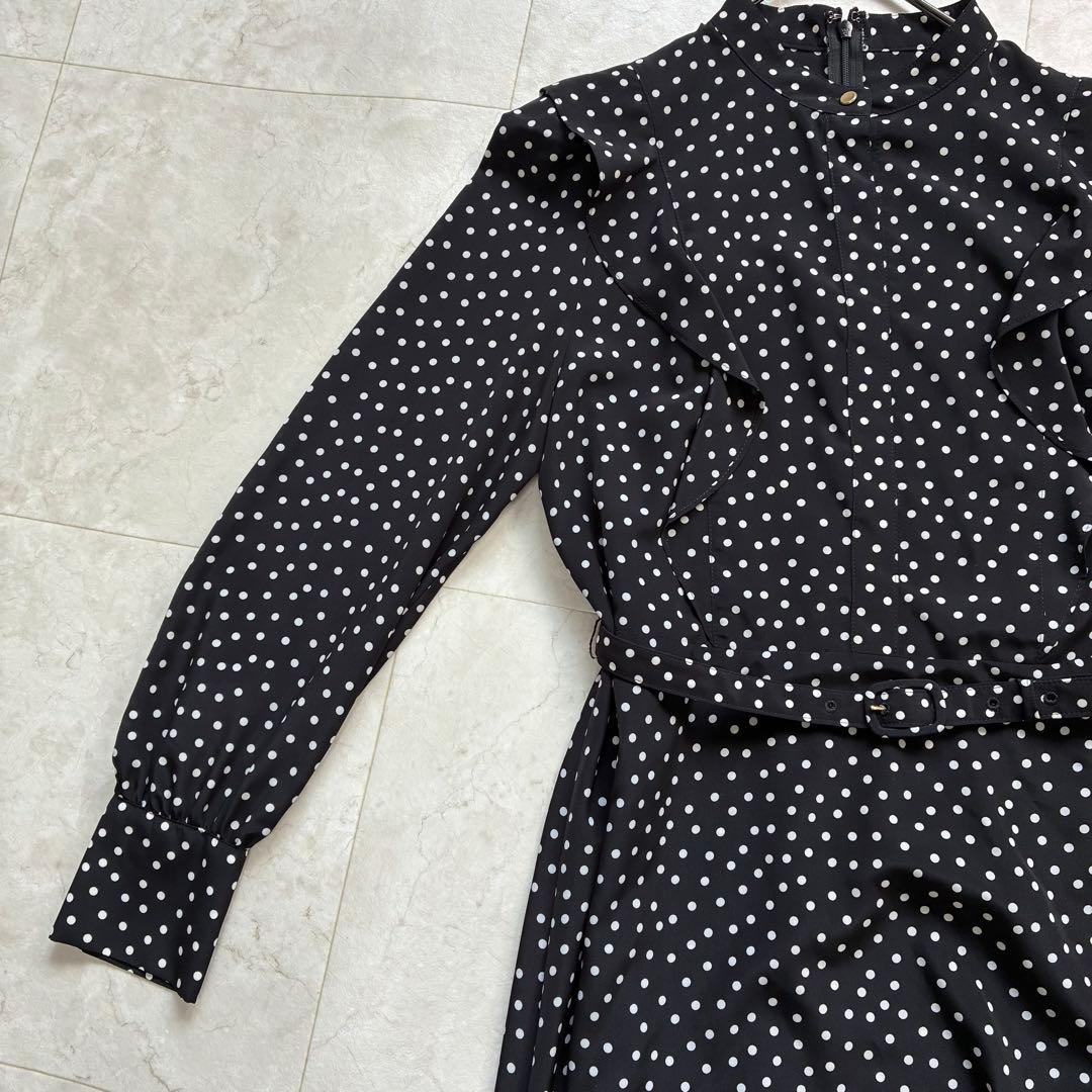 美品✨アルアバイル　ベルト付き　ロングワンピース　ドットサイドフリルワンピース