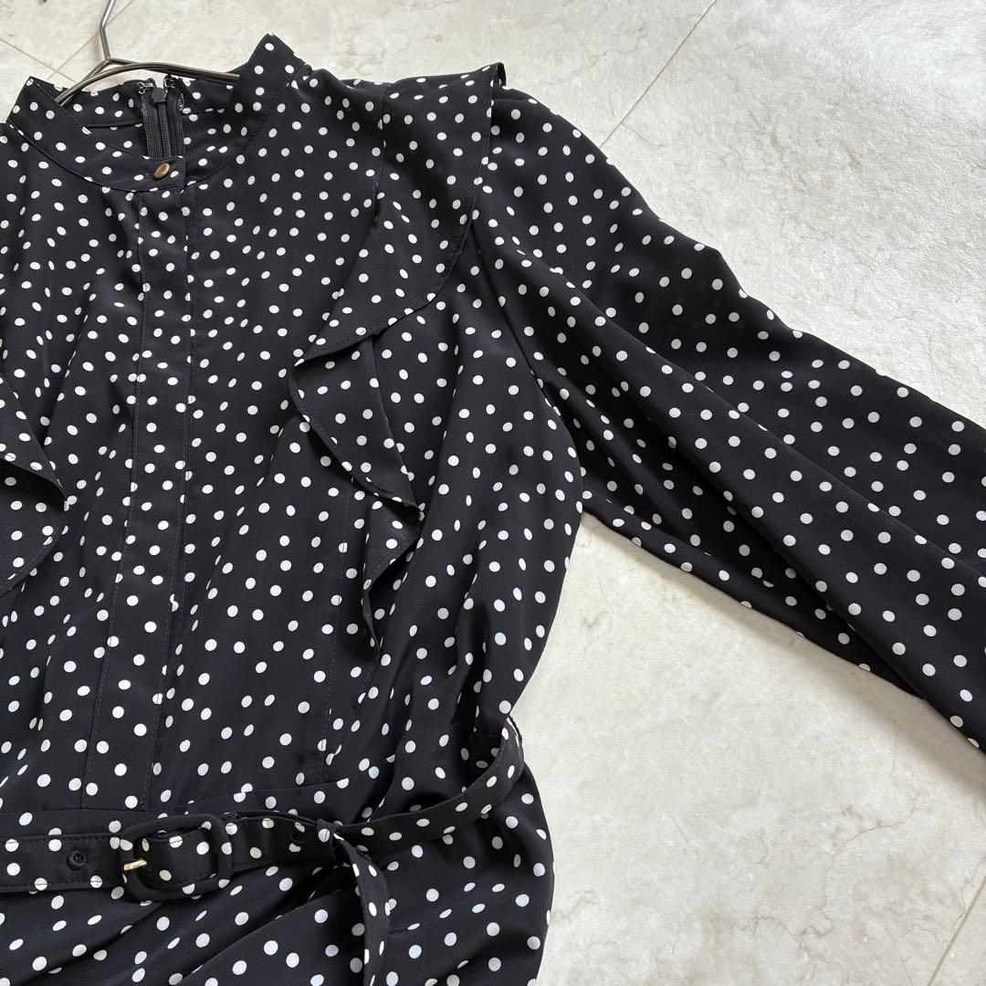 美品✨アルアバイル　ベルト付き　ロングワンピース　ドットサイドフリルワンピース
