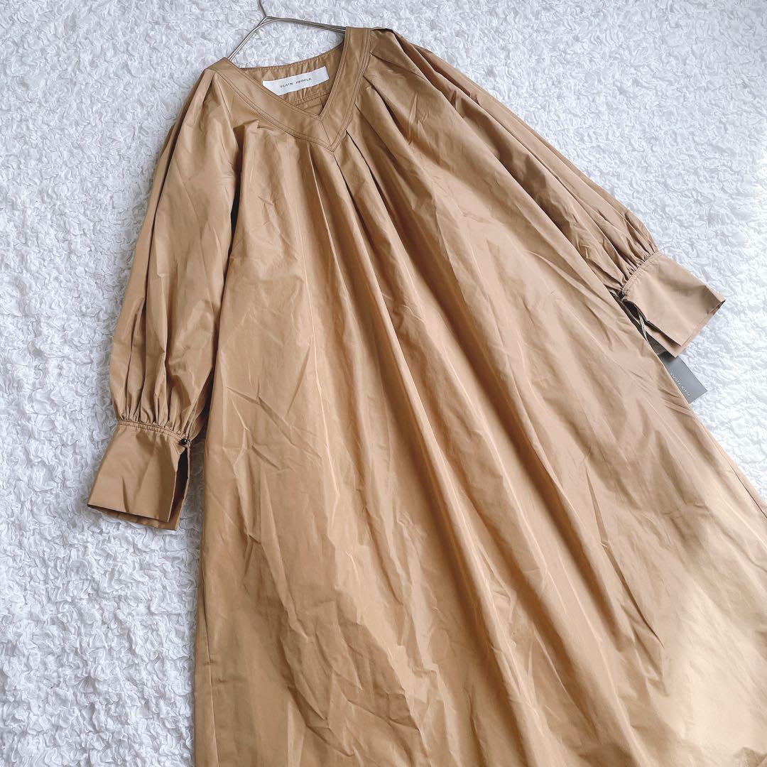 新品＊プレインピープル＊Vネックタックドレス　ワンピース　ゆったり