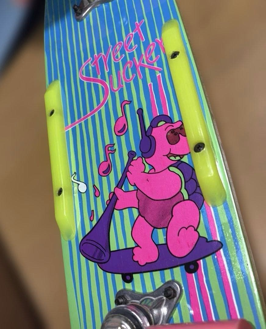 昭和レトロ　カラフルスケートボード ピンクホイール　こども用