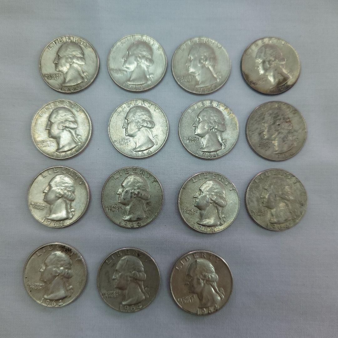 アメリカの銀貨25セントクォーターダラー1964