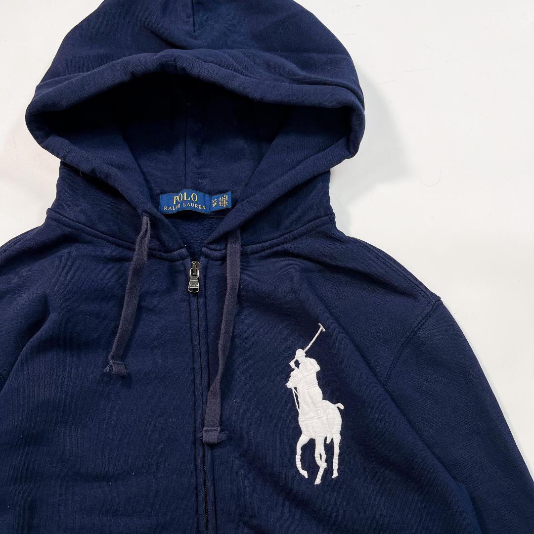 ラルフローレン ビッグポニー ジップアップパーカー ネイビー XS 裏起毛