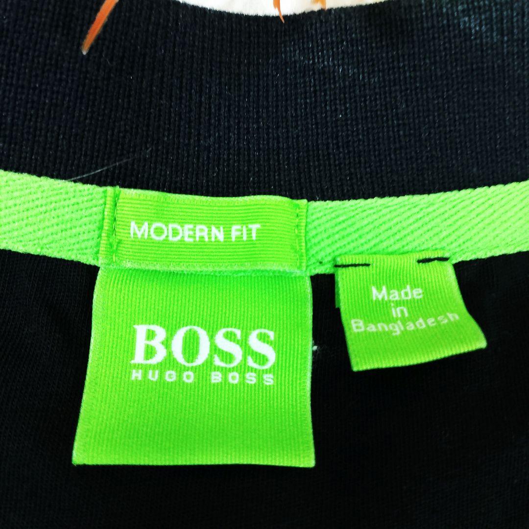 【美品】ヒューゴボス HUGO BOSS ポロシャツ L 黒 刺繍ロゴ ポケット