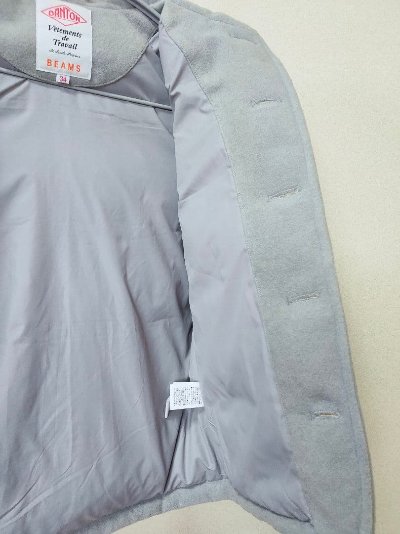 DANTON × BEAMS ダウンベスト 34 グレー レディース 牛革ボタン