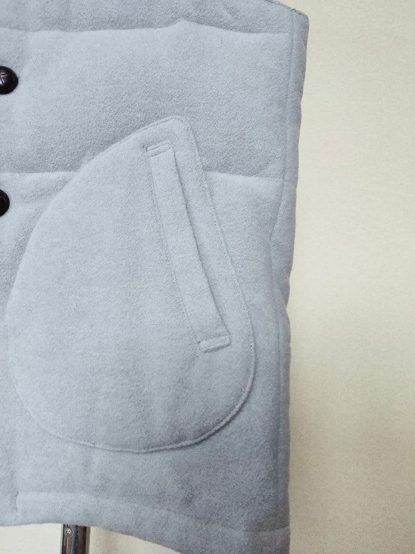 DANTON × BEAMS ダウンベスト 34 グレー レディース 牛革ボタン