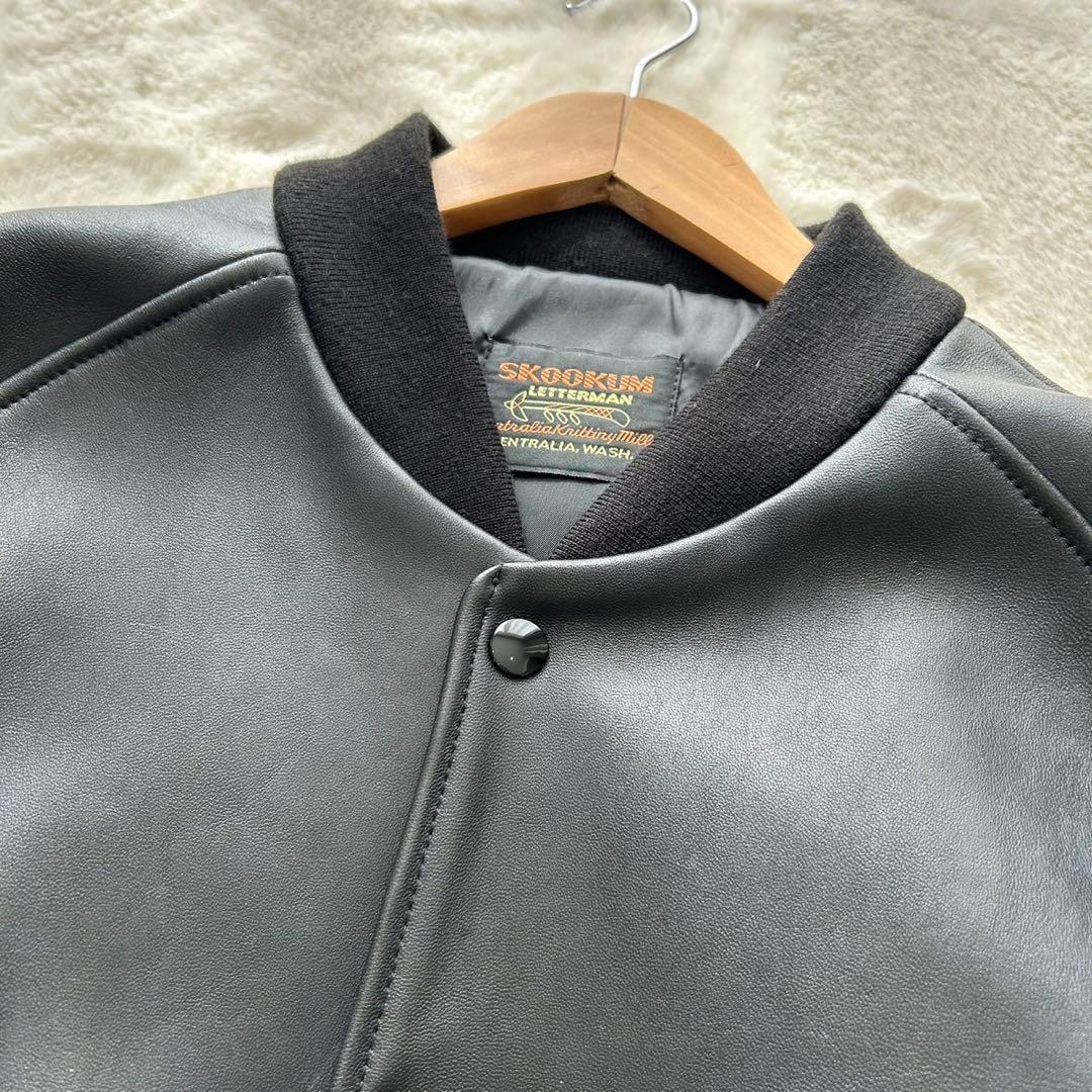 【美品】SKOOKUM スクーカム オールレザージャケット 黒　XL