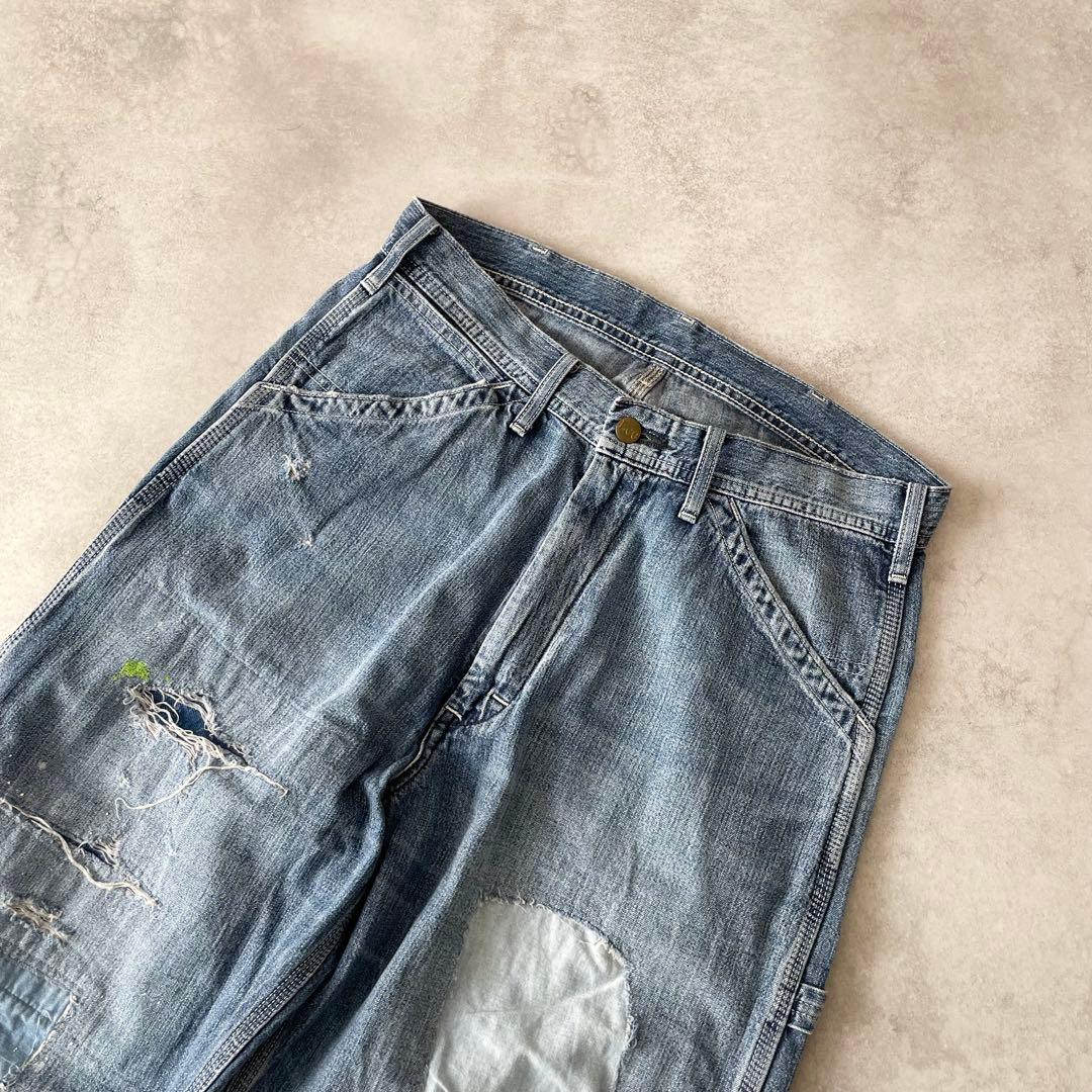 Lee ペインターパンツ リペア加工 ダメージ ワイド デニム M 日本製