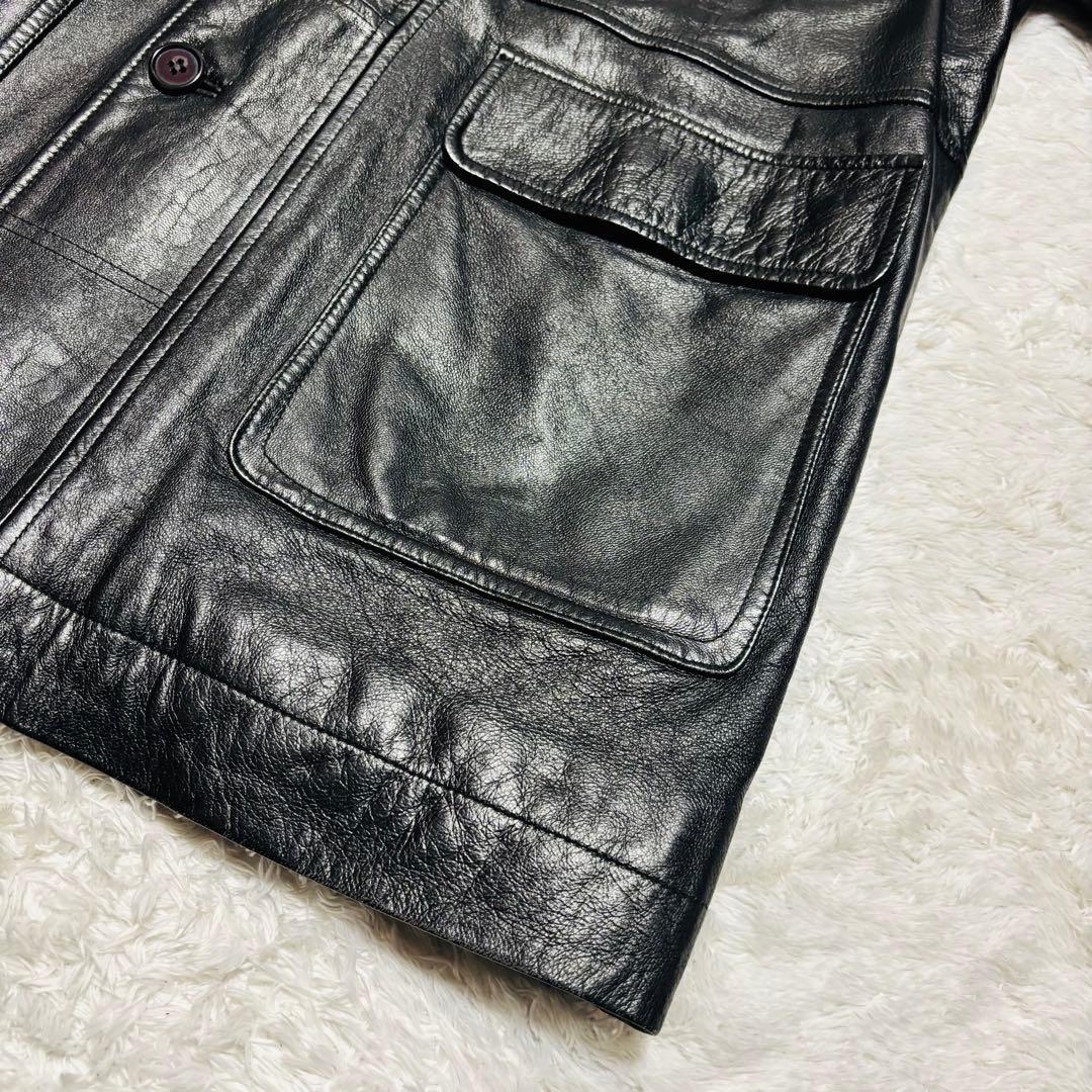 美品 ポールスミス ラムレザー ジャケット 羊革 カーコート ブラック Lサイズ