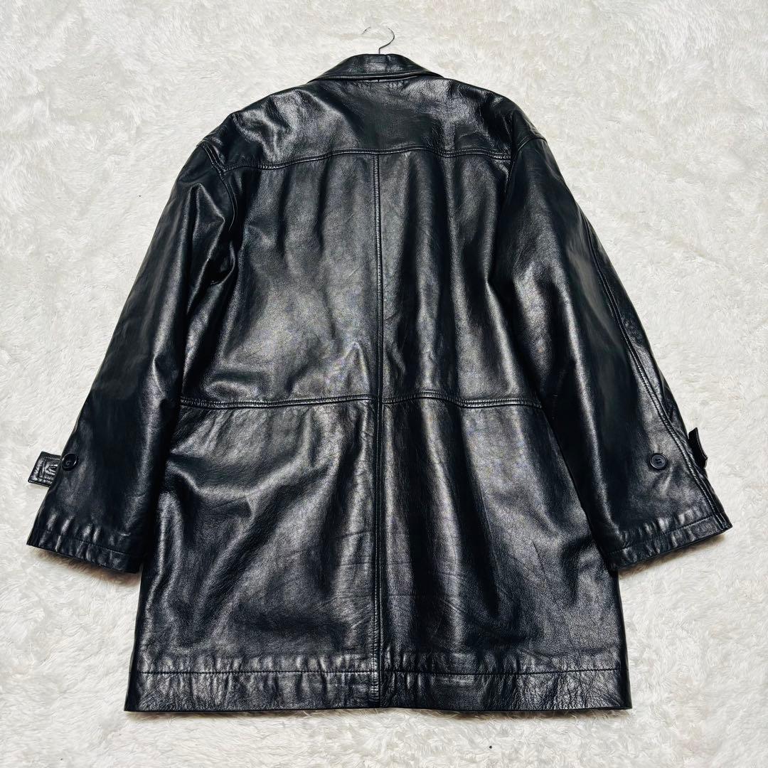 美品 ポールスミス ラムレザー ジャケット 羊革 カーコート ブラック Lサイズ