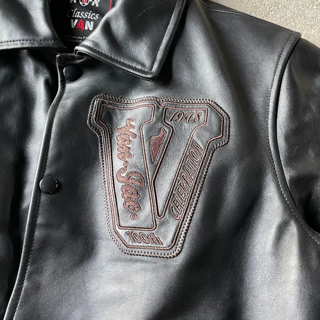 VAN JACKET レザージャケット 馬革 本革 ブラック L