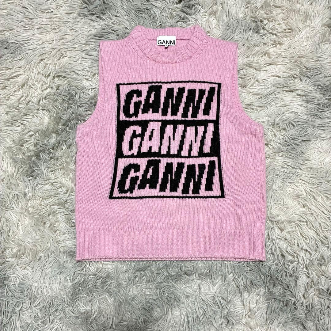 【美品】GANNI クルーネック ニットベストS〈定価33,000円〉