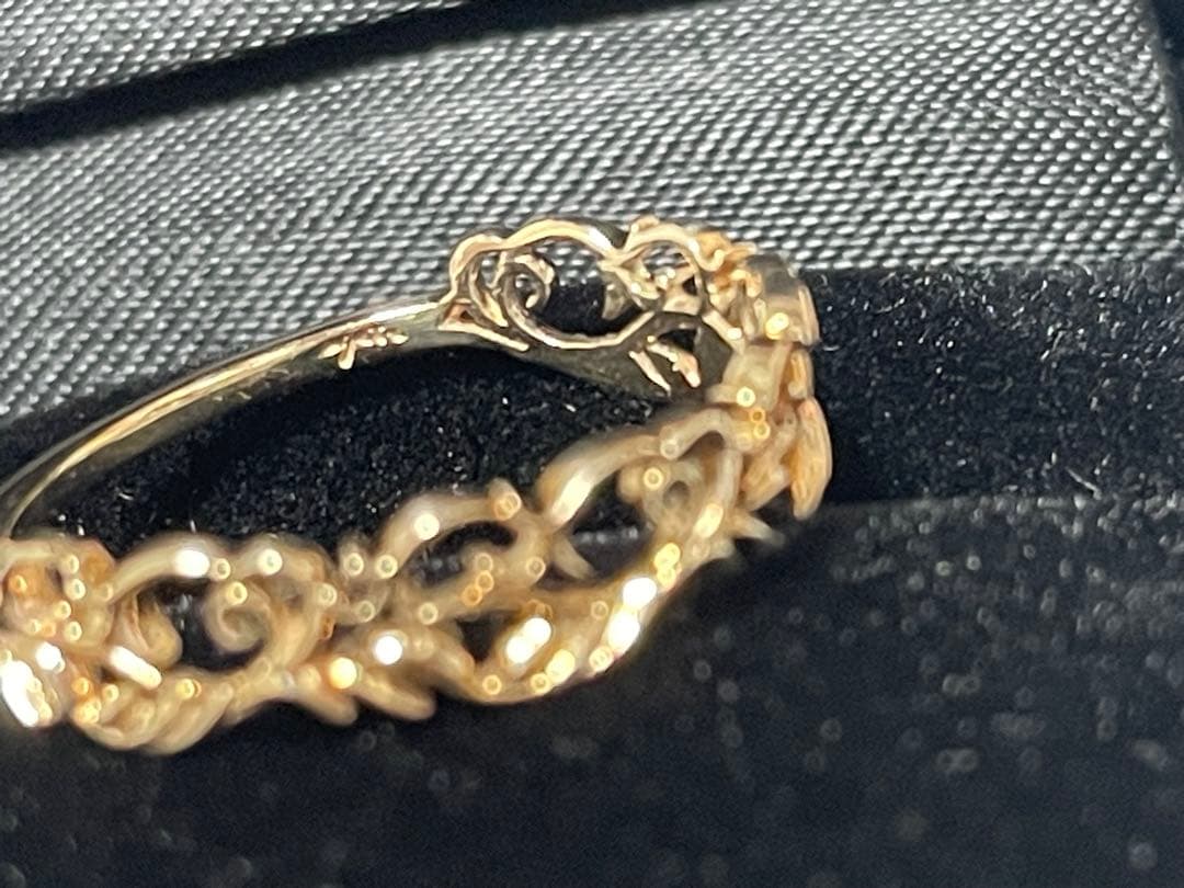 アガット　K10ゴールド オリーブ透かしリング