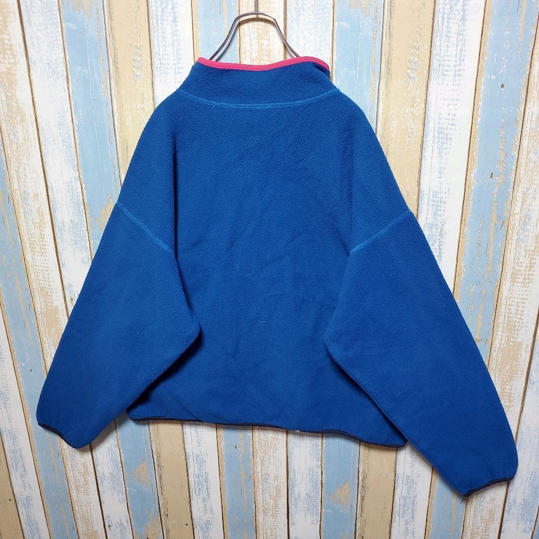 ☆コロンビア☆ハーフボタンフリースジャケット☆90s☆USA製☆レザーロゴ☆ＸＬ