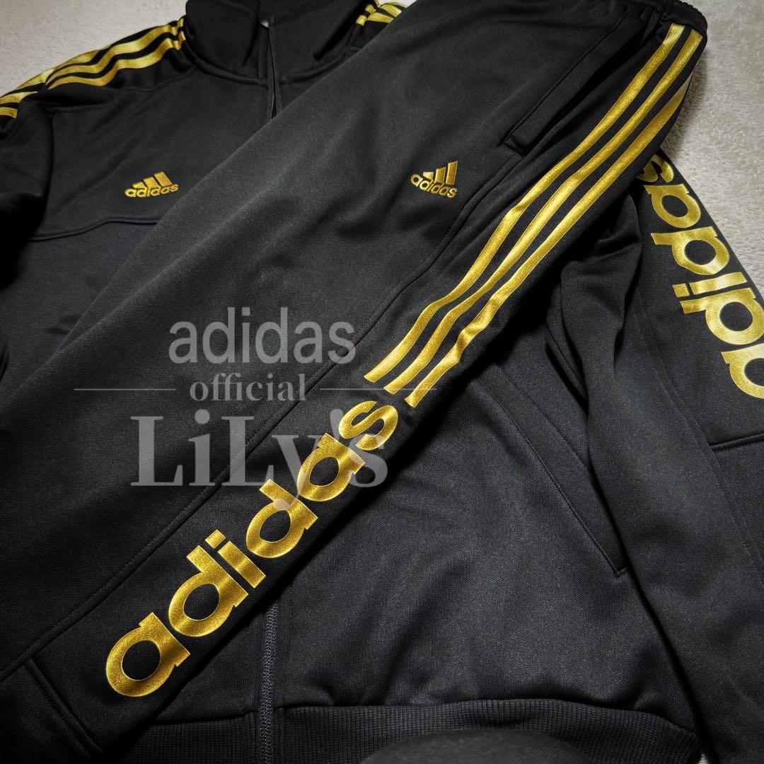 【ＸＬサイズ】新品adidas上下セットアップ　黒金　定価17,600円　裏起毛