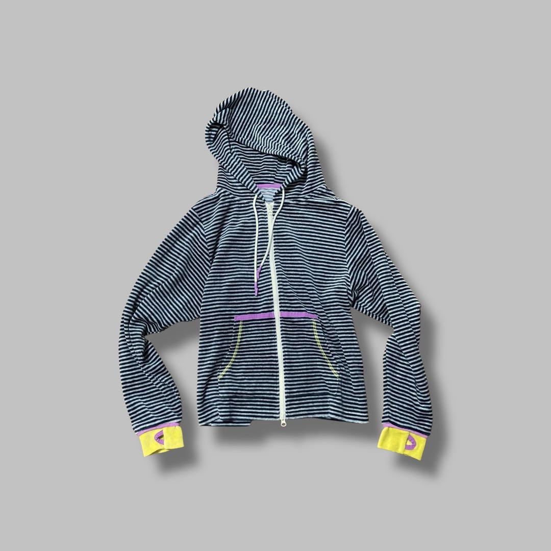 むむ BORDER FLEECE ZIPUP HOODIE 3096T